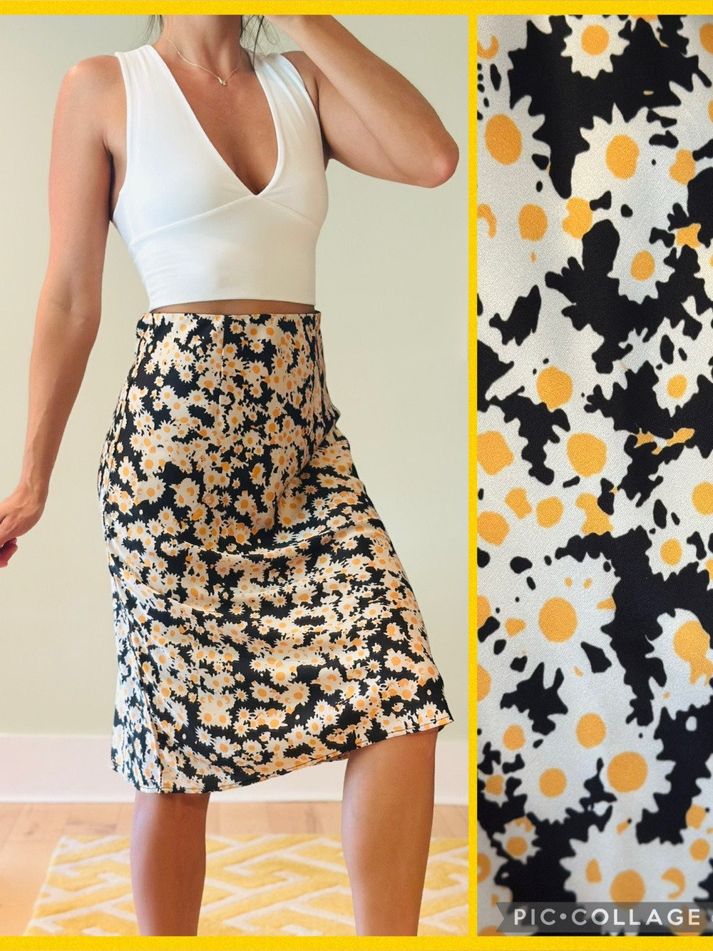 Daisy Floral Midi Skirt